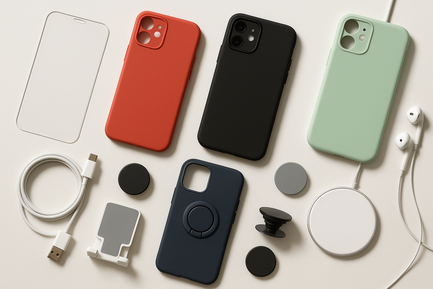 ARTE COM FUNDO BRANCO DE ACESSORIOS DE CELULARES